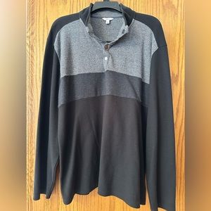 Men’s Calvin Klein XL color blocking black charcoal gray. Long sleeve polo.